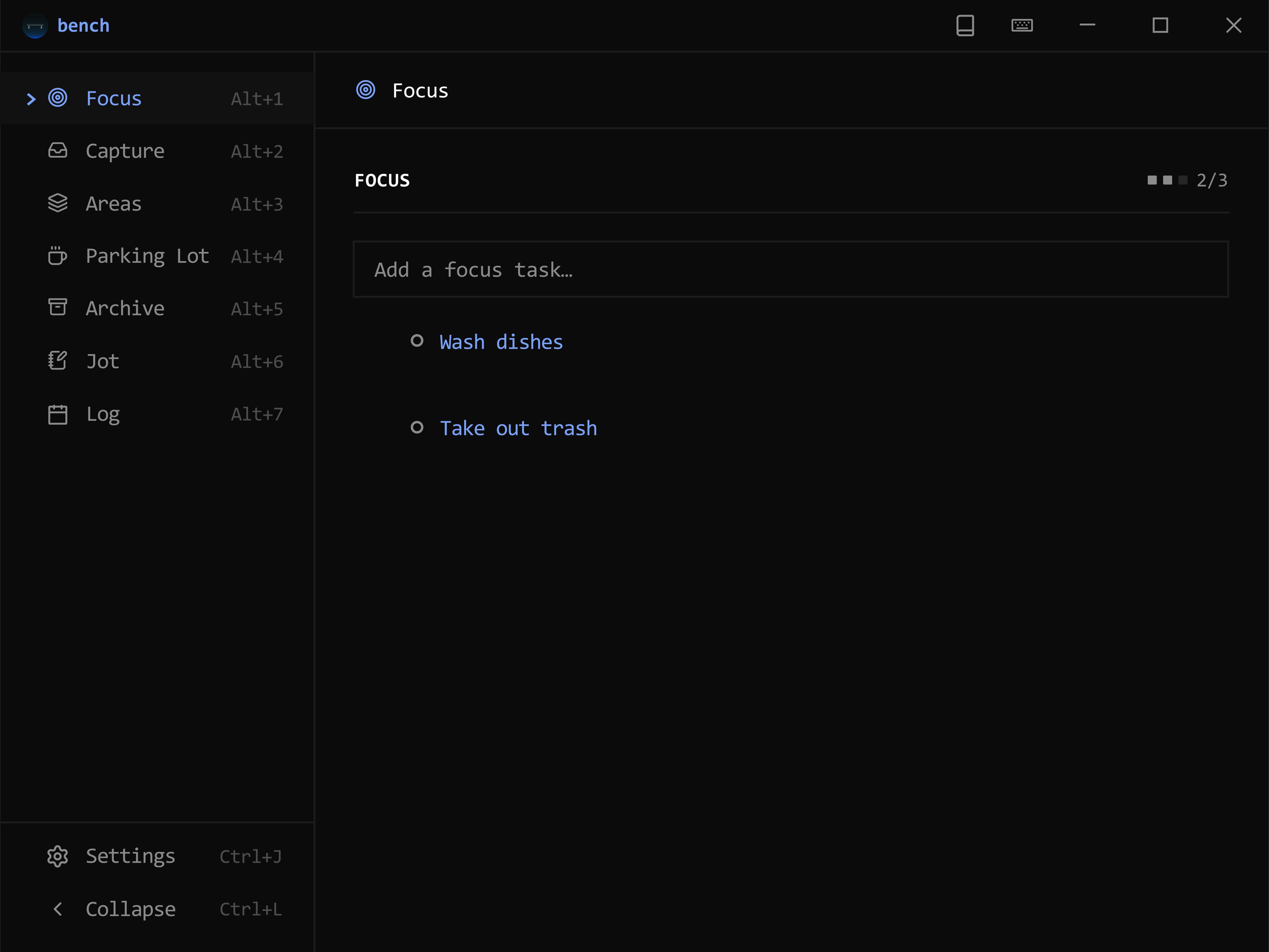 Focus task breakdown with sub-items